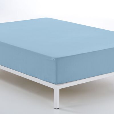 Lenzuolo con angoli regolabile azzurro - letto 105 (altezza 30 cm) - 100% cotone - 144 fili. Peso: 115