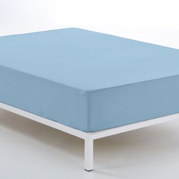 Drap-housse réglable bleu clair - Lit 105 (hauteur 30 cm) - 100% coton - 144 fils. Poids : 115 1