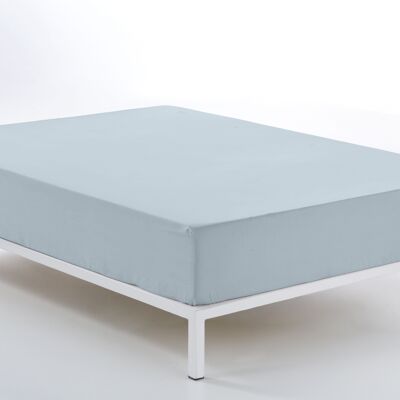 Drap-housse réglable bleu clair - Lit 105 (hauteur 28 cm) - 50% coton / 50% polyester - 144 fils. Poids : 115