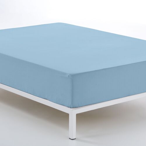 Bajera ajustable color azul celeste - Cama de 160 (alto 30 cm) - 100% algodón - 144 hilos. Gramage: 115