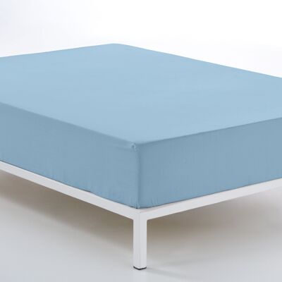 Lenzuolo con angoli regolabile azzurro - letto 180 (altezza 30 cm) - 100% cotone - 144 fili. Peso: 115