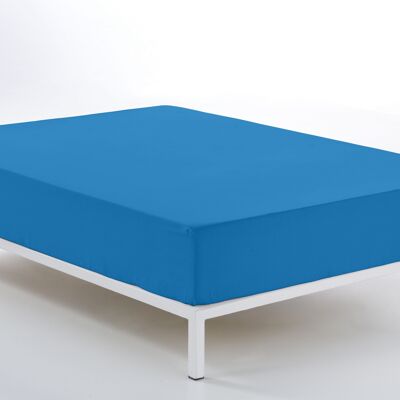 Lenzuolo con angoli regolabile blu cenere - letto 160 (altezza 28 cm) - 50% cotone / 50% poliestere - 144 fili. Peso: 115