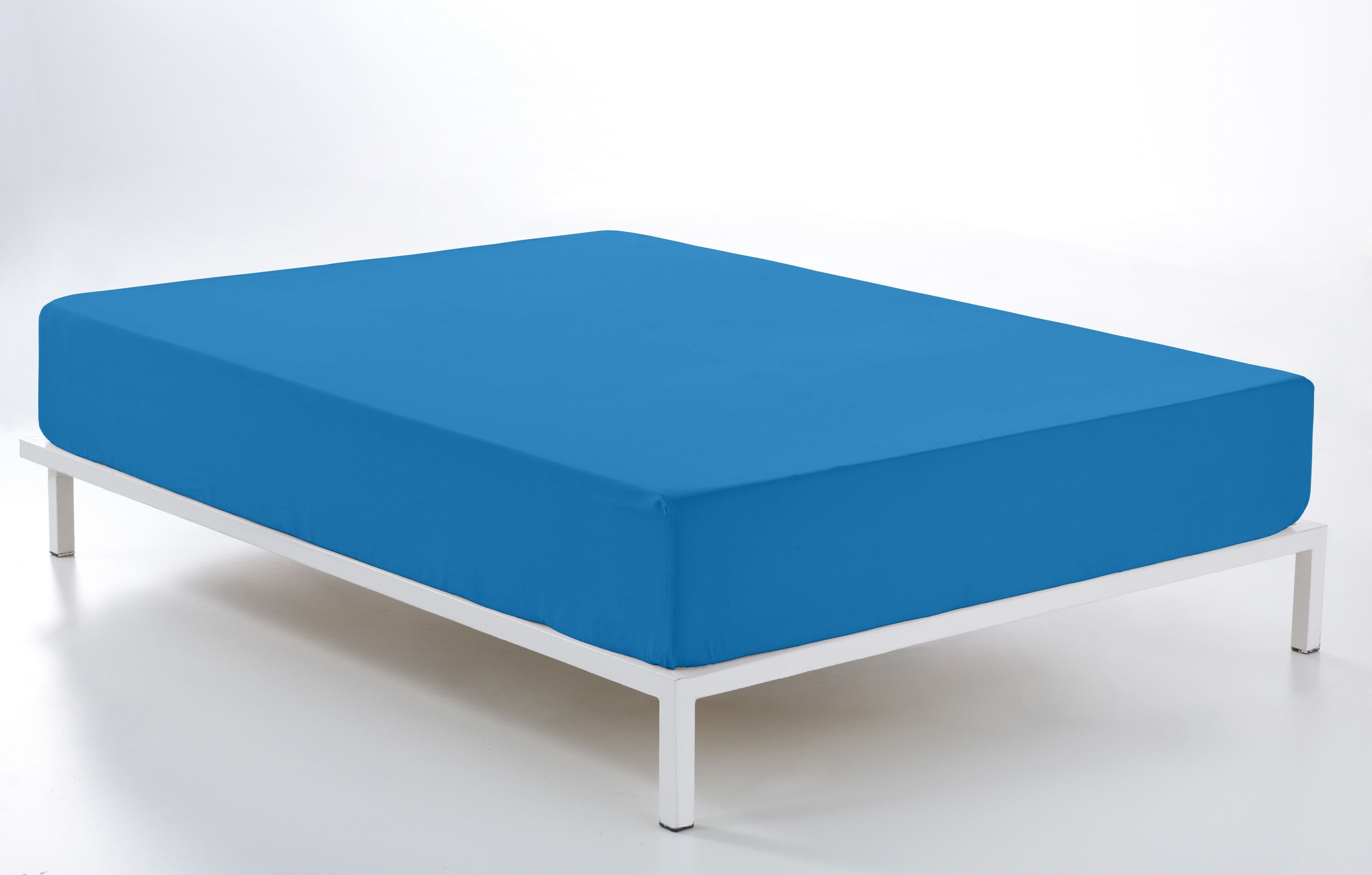 Lenzuolo con angoli regolabile blu cenere - 200 letto (altezza 28 cm) - 50% cotone / 50% poliestere - 144 fili. Peso: 115