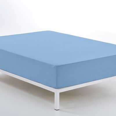 Lenzuolo con angoli regolabile azzurro - letto 105 (altezza 28 cm) - 50% cotone / 50% poliestere - 144 fili. Peso: 115