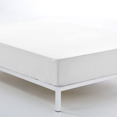 Weißes verstellbares Spannbettlaken – 105 Bett (Höhe 30 cm) – 100 % Baumwolle – 144 Fäden. Gewicht: 115