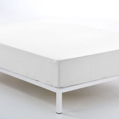 Drap-housse réglable blanc - Lit 135/140 (hauteur 30 cm) - 100% coton - 144 fils. Poids : 115