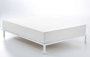 Drap-housse réglable blanc - Lit 160 (hauteur 30 cm) - 100% coton - 144 fils. Poids : 115 2