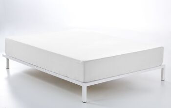 Drap-housse réglable blanc - Lit 180 (hauteur 30 cm) - 100% coton - 144 fils. Poids : 115 2