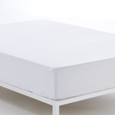 Lenzuolo con angoli regolabile bianco - 200 letto (altezza 35 cm) - 50% cotone / 50% poliestere - 144 fili. Peso: 115