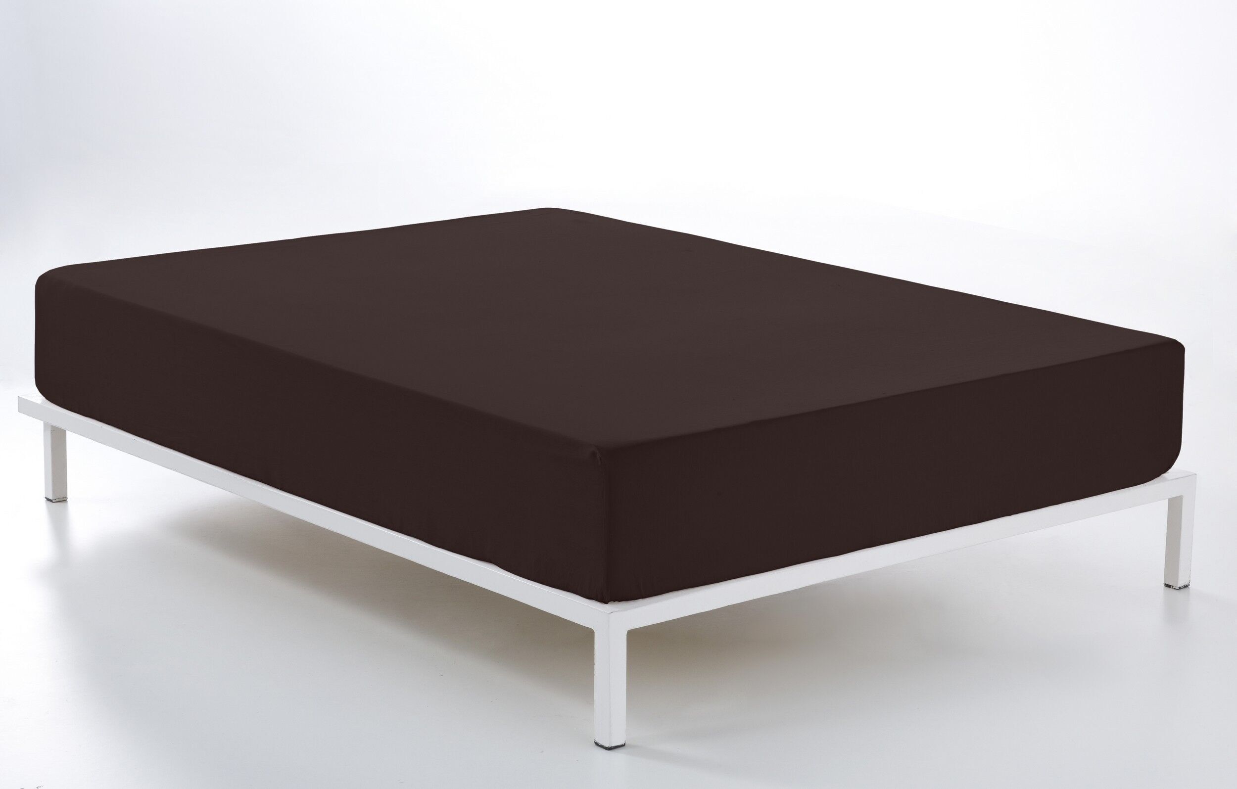 Lenzuolo con angoli regolabile color cioccolato - 200 letto (altezza 28 cm) - 100% cotone - 200 fili. Peso: 125