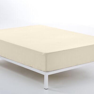 Cremefarbenes, verstellbares Spannbettlaken – Bett 105 (Höhe 28 cm) – 50 % Baumwolle / 50 % Polyester – 144 Fäden. Gewicht: 115