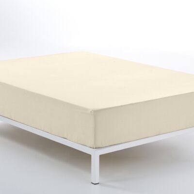 Lenzuolo con angoli regolabile crema - 135/140 letto (altezza 28 cm) - 50% cotone / 50% poliestere - 144 fili. Peso: 115