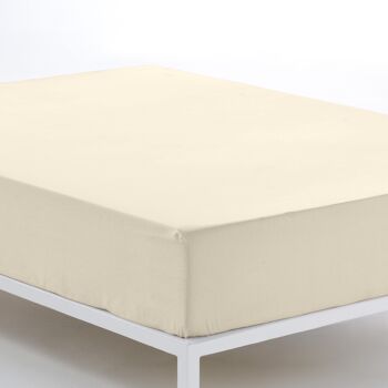 Drap-housse réglable crème - Lit 160 (hauteur 28 cm) - 50% coton / 50% polyester - 144 fils. Poids : 115 2