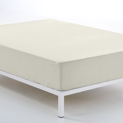 Drap-housse réglable crème - Lit 180 (hauteur 30 cm) - 100% coton - 144 fils. Poids : 115