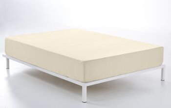 Drap-housse réglable crème - Lit 200 (hauteur 28 cm) - 50% coton / 50% polyester - 144 fils. Poids : 115 1