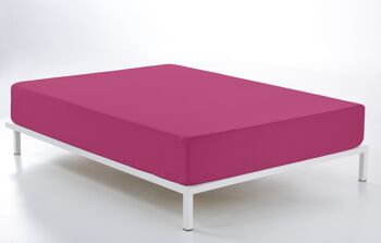 Drap-housse réglable fuchsia - Lit 160 (hauteur 28 cm) - 50% coton / 50% polyester - 144 fils. Poids : 115 1