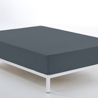 Lenzuolo con angoli regolabile grigio - letto 135/140 (altezza 28 cm) - 50% cotone / 50% poliestere - 144 fili. Peso: 115