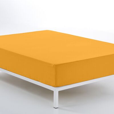 Lenzuolo con angoli regolabile color mais - 200 letto (altezza 28 cm) - 100% cotone - 144 fili. Peso: 115