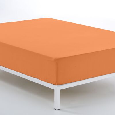 Mangofarbenes, verstellbares Spannbettlaken – Bett 105 (Höhe 30 cm) – 100 % Baumwolle – 144 Fäden. Gewicht: 115