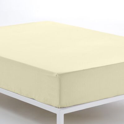 Lenzuolo con angoli regolabile avorio - 200 letto (altezza 30 cm) - 100% cotone - 200 fili. Peso: 125