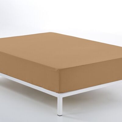 Lenzuolo con angoli regolabile marrone - letto 105 (altezza 28 cm) - 100% cotone - 144 fili. Peso: 115