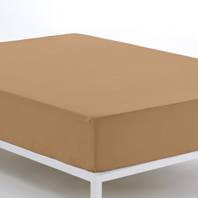 Lenzuolo con angoli regolabile marrone - letto 160 (altezza 28 cm) - 50% cotone / 50% poliestere - 144 fili. Peso: 115