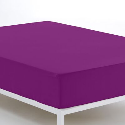 Drap-housse réglable violet - Lit 180 (hauteur 28 cm) - 100% coton - 144 fils. Poids : 115