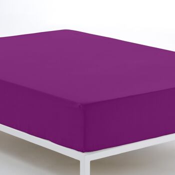 Drap-housse réglable violet - Lit 180 (hauteur 28 cm) - 100% coton - 144 fils. Poids : 115 1