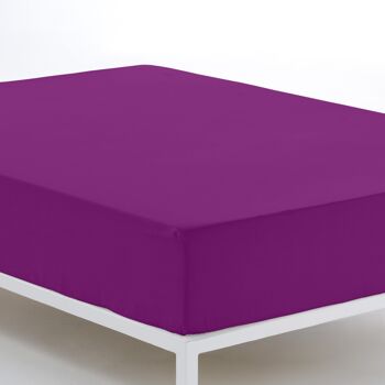 Drap-housse réglable violet - Lit 200 (hauteur 28 cm) - 100% coton - 144 fils. Poids : 115 1