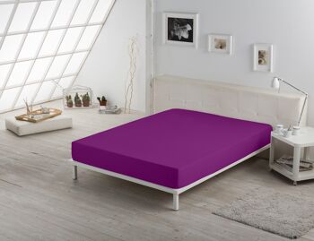 Drap-housse réglable violet - Lit 200 (hauteur 28 cm) - 100% coton - 144 fils. Poids : 115 3