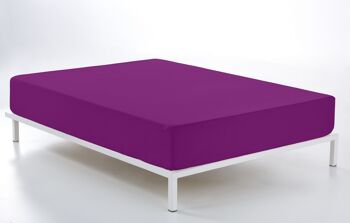 Drap-housse réglable violet - Lit 200 (hauteur 28 cm) - 50% coton / 50% polyester - 144 fils. Poids : 115 1