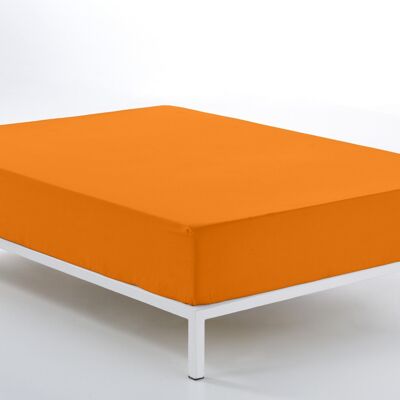 Verstellbares Spannbettlaken in Orange – 200 cm (Höhe 28 cm) – 100 % Baumwolle – 144 Fäden. Gewicht: 115