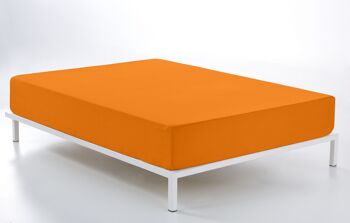 Drap-housse réglable orange - Lit 200 (hauteur 28 cm) - 100% coton - 144 fils. Poids : 115 1