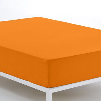 Drap-housse réglable orange - Lit 200 (hauteur 28 cm) - 100% coton - 144 fils. Poids : 115 2