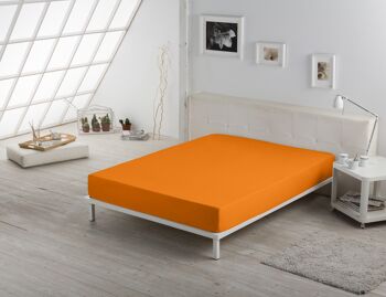 Drap-housse réglable orange - Lit 200 (hauteur 28 cm) - 100% coton - 144 fils. Poids : 115 3