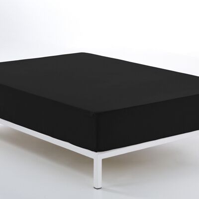 Lenzuolo con angoli regolabile nero - 200 letto (altezza 28 cm) - 50% cotone / 50% poliestere - 144 fili. Peso: 115