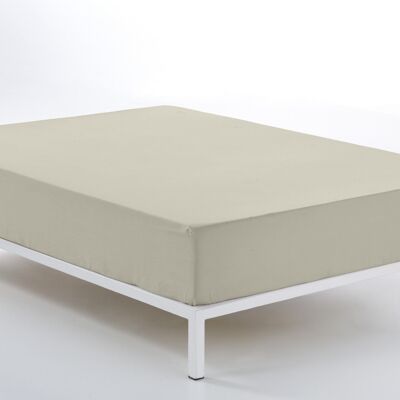 Bajera ajustable color piedra - Cama de 135/140 (alto 28 cm) - 50% algodón / 50% poliéster - 144 hilos. Gramage: 115