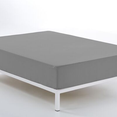 Lenzuolo con angoli regolabile color piombo - 150 letto (altezza 28 cm) - 50% cotone / 50% poliestere - 144 fili. Peso: 115