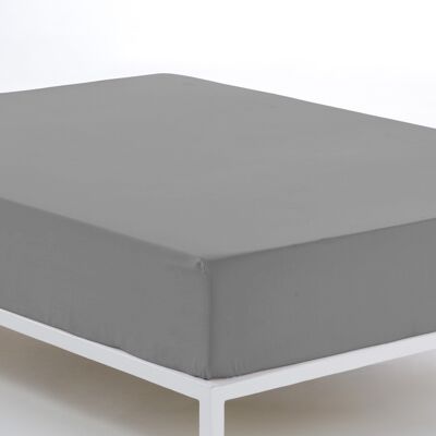 Lenzuolo con angoli regolabile color piombo - 90 letto (altezza 35 cm) - 50% cotone / 50% poliestere - 144 fili. Peso: 115