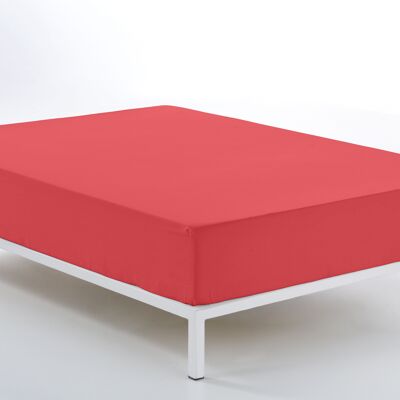 Rotes verstellbares Spannbettlaken – 105 Bett (Höhe 28 cm) – 50 % Baumwolle / 50 % Polyester – 144 Fäden. Gewicht: 115