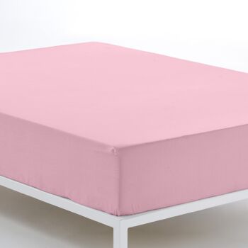 Drap-housse réglable rose - Lit 160 (hauteur 28 cm) - 50% coton / 50% polyester - 144 fils. Poids : 115 2