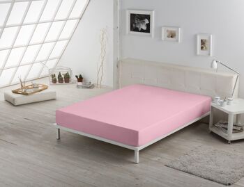 Drap-housse réglable rose - Lit 160 (hauteur 28 cm) - 50% coton / 50% polyester - 144 fils. Poids : 115 3