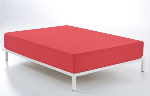 Bajera ajustable color rojo - Cama de 90 (alto 28 cm) - 50% algodón / 50% poliéster - 144 hilos. Gramage: 115