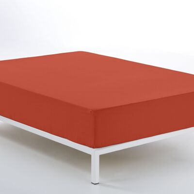 Lenzuolo con angoli regolabile color terra - letto 135/140 (altezza 28 cm) - 50% cotone / 50% poliestere - 144 fili. Peso: 115