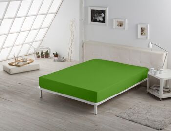 Drap-housse réglable vert - Lit 160 (hauteur 28 cm) - 50% coton / 50% polyester - 144 fils. Poids : 115 3