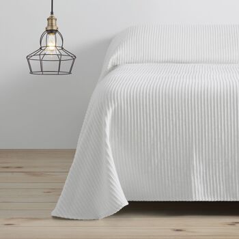 Couette/couvre-lit en coton recyclé Bali blanc pour lit de 105 cm. 1