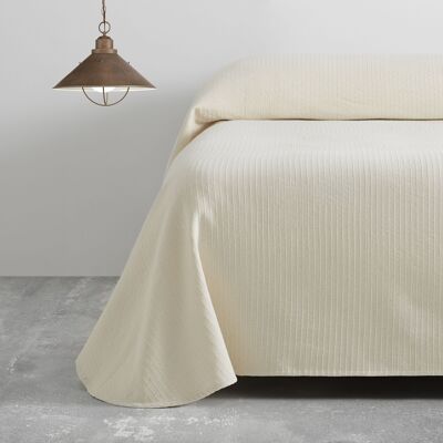 Colcha/Cubrecama de algodón reciclado Bali color Crema para cama de 105 cm.
