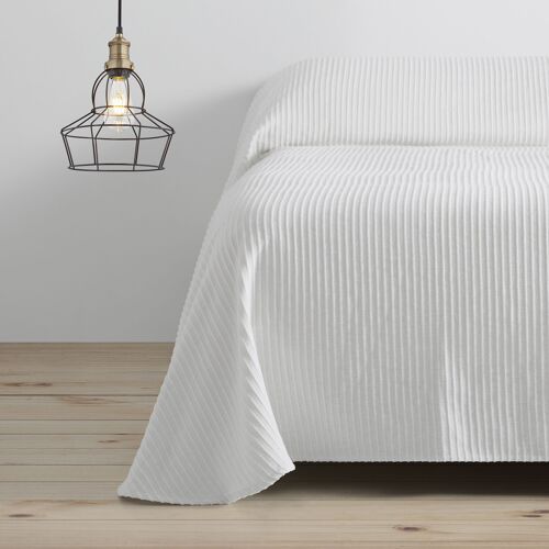 Colcha/Cubrecama de algodón reciclado Bali color Blanco para cama de 90 cm.