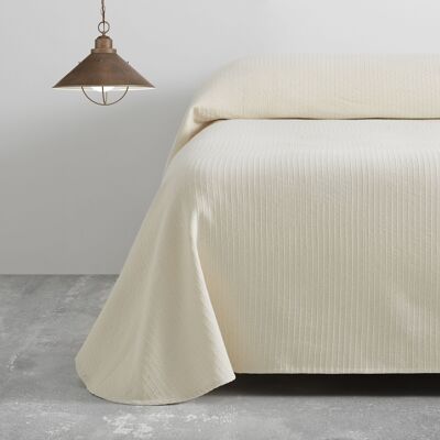 Colcha/Cubrecama de algodón reciclado Bali color Crema para cama de 135/140 cm.