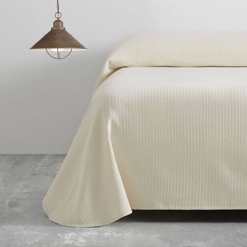 Colcha/Cubrecama de algodón reciclado Bali color Crema para cama de 180 cm.